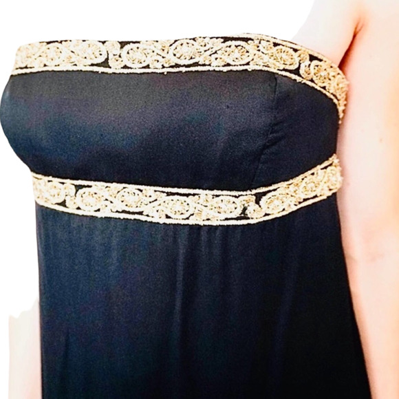 Marchesa Notte Women's Silk Formal Strapless Goddess Gown Size 8 Black/Gold - Picture 2 of 11